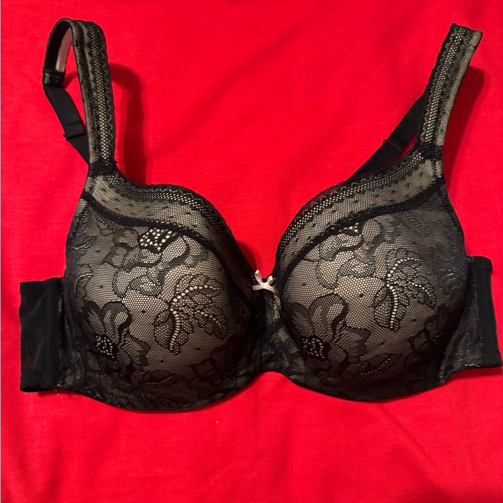 Cacique Black Embossed Underwire Bra